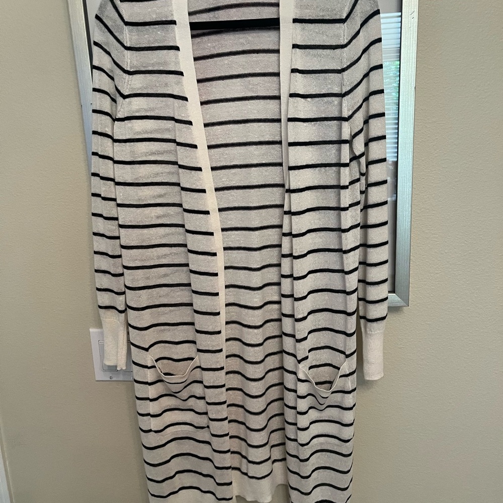Halogen Black and White Striped Cardigan
